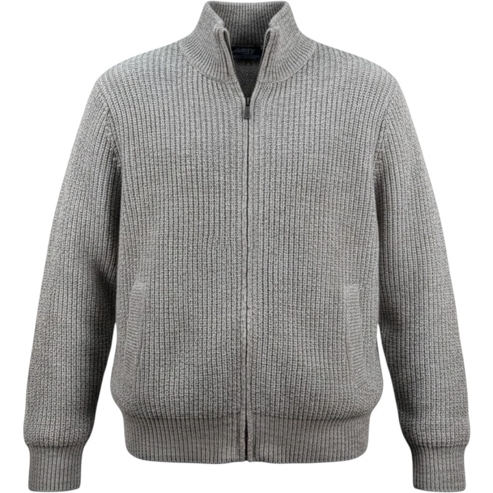 Jeremy Argyle NYC Full Zip Cardigan Wool Blend M Gray Shaker Knit Sweater